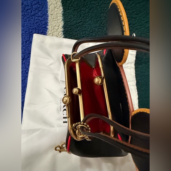 COACH Disney Mickey Mouse x Keith Haring Kisslock Satchel Black - Picture 7 of 11